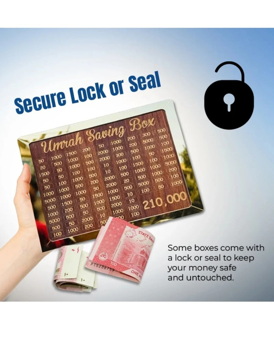 Umrah Saving Box – Wooden Money Box for Umrah Savings | Dark Brown