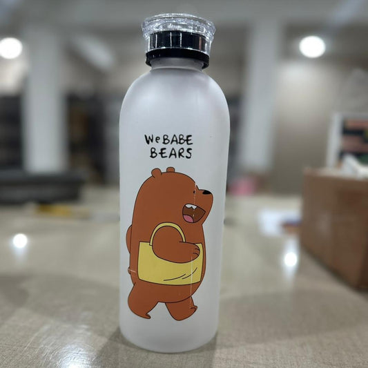We Bare Bears Panda Water Bottle 1000ml – Cute Cartoon Design with Straw & Dual Caps