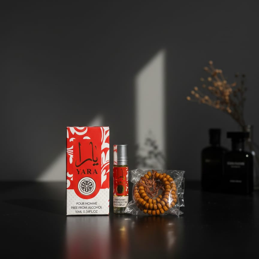 Alcohol-Free Yara Attar with Tasbeeh – 8ml Gift Set