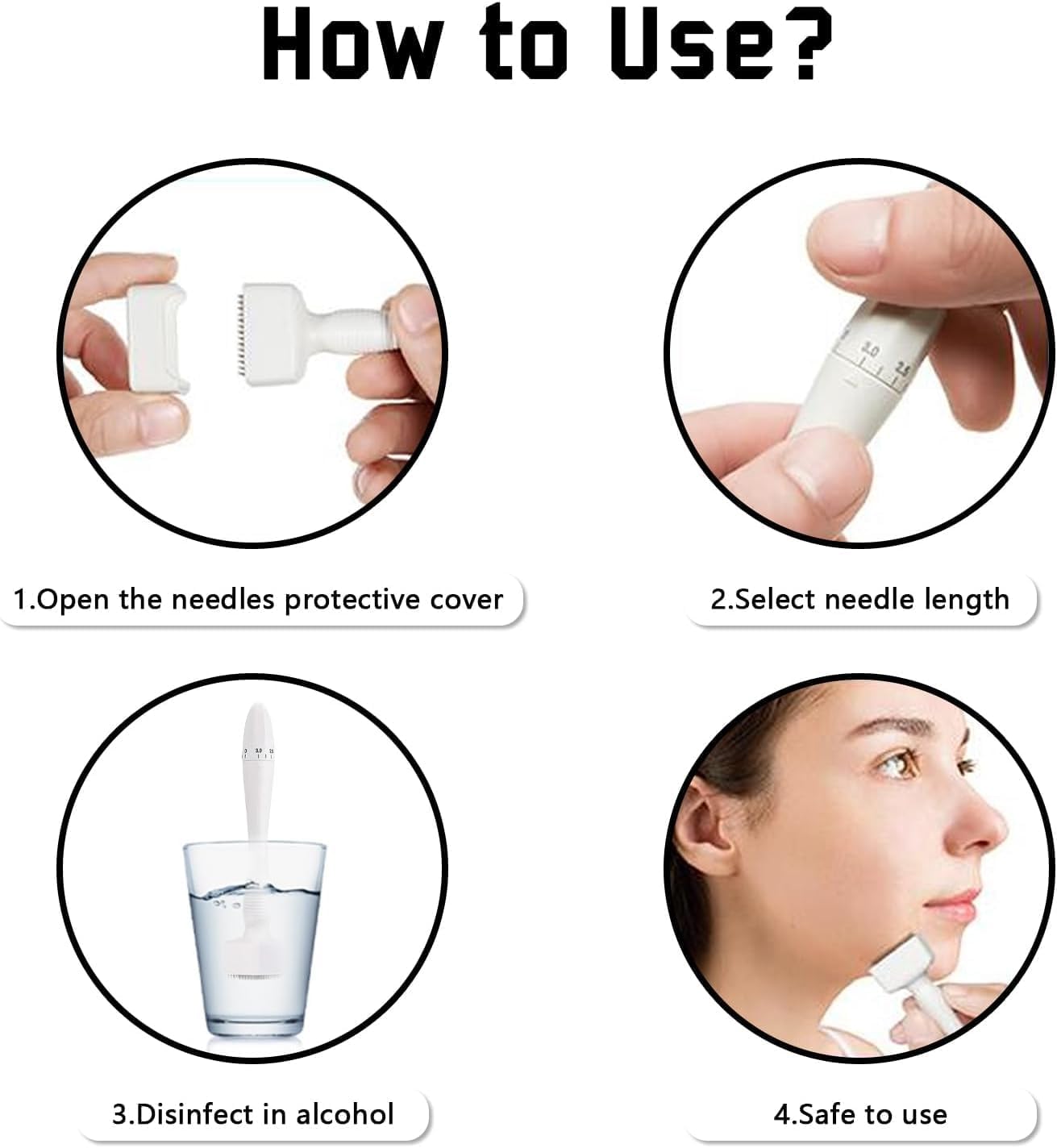 Professional Derma Stamp Adjustable 0–3mm – 140 Pin Titanium Micro Needling Tool for Face, Beard & Scalp Care