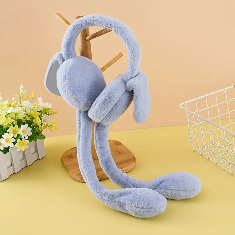 Cute Bunny Plush Ear Muff Headphones – Soft Warm Winter Headwear for Women & Girls