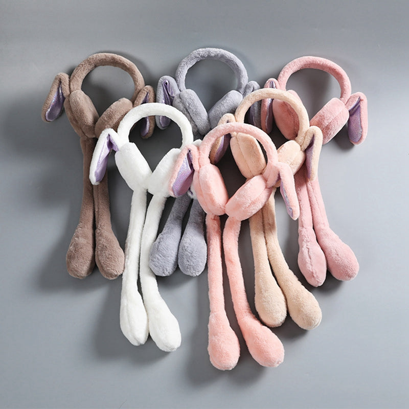 Cute Bunny Plush Ear Muff Headphones – Soft Warm Winter Headwear for Women & Girls