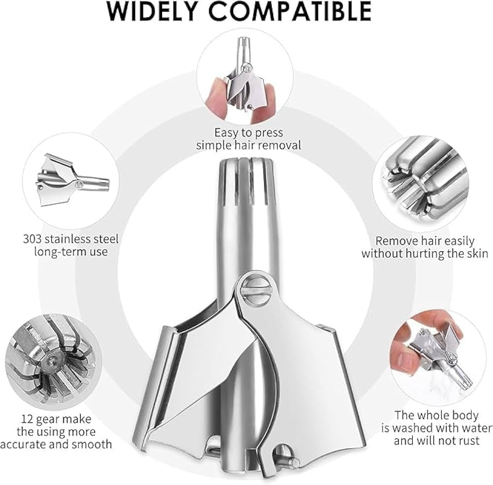 Mini Portable Stainless Steel Nose Hair Trimmer – Manual Safe Grooming Tool for Men & Women