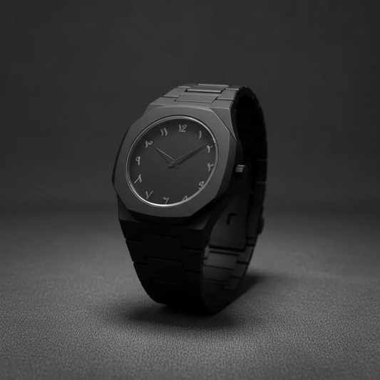 Full Black Aura Quartz Analog Watch for Men – Lightweight Premium Design with Gift Box